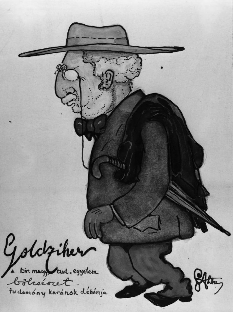 Karikatúra Goldziher Ignácról